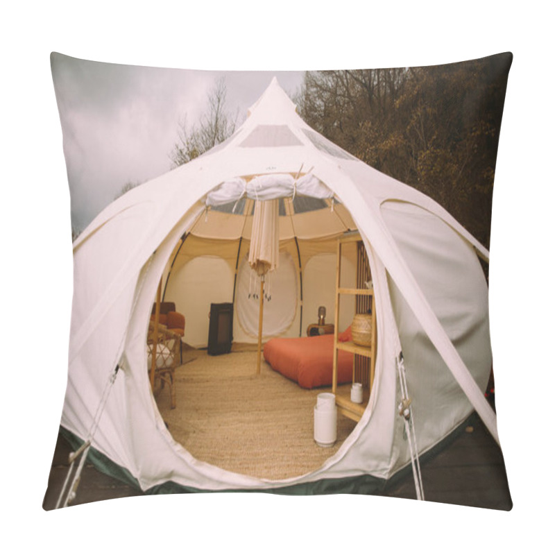 Personality  Glamping Camping Tent In Luxury Nature Setting Pillow Covers