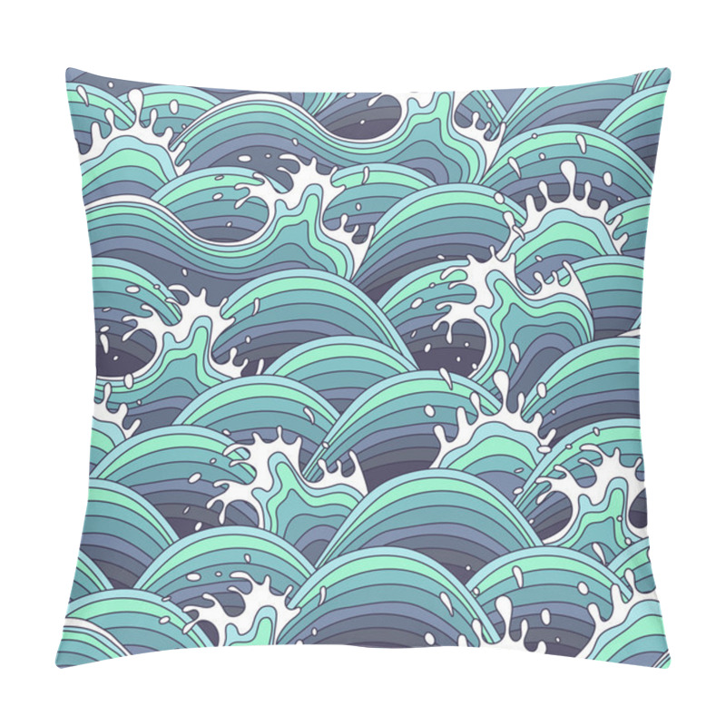 Personality  Sea Wave Background In The Decorative Style. Pillow Covers