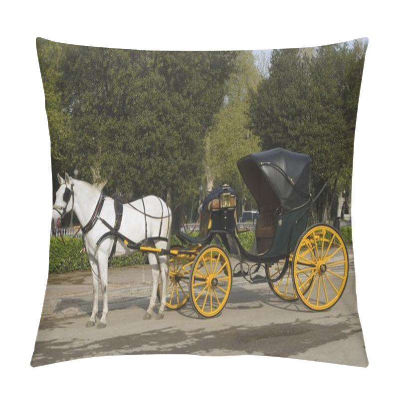 Personality  Horse And Carriage In The Plaza De Espana, Seville, Spain Pillow Covers