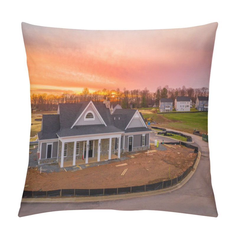 Personality  Community Club House Under Construction During Sunset Pillow Covers