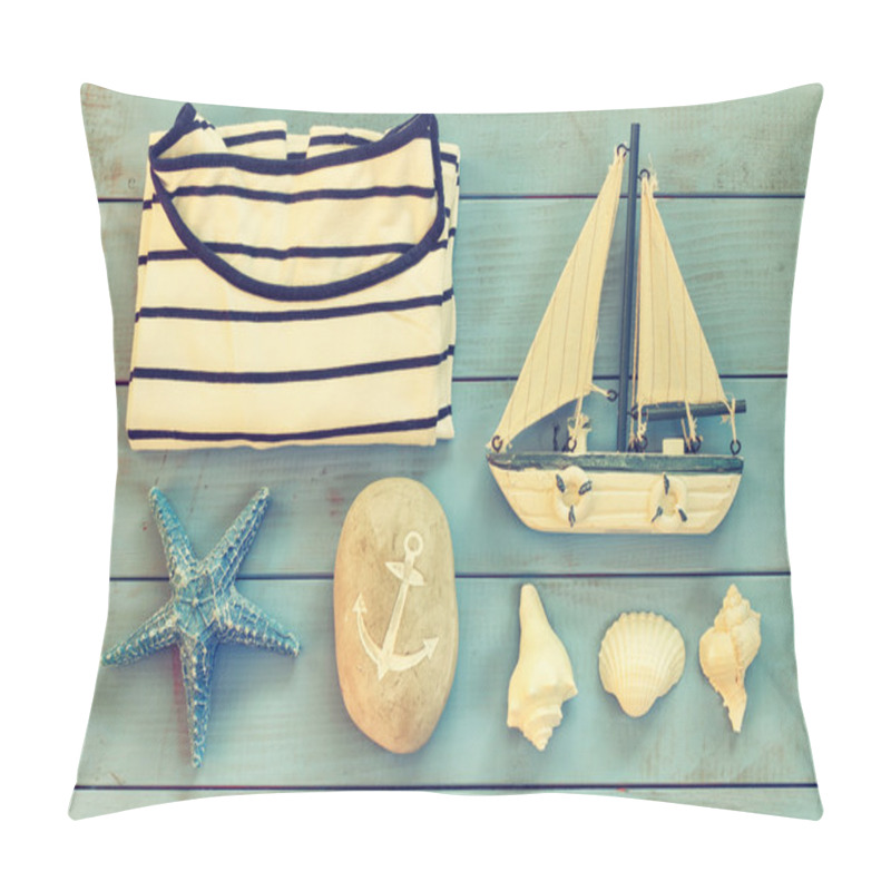 Personality  Top View Nautical Concept With Nautical Life Style Objects Pillow Covers