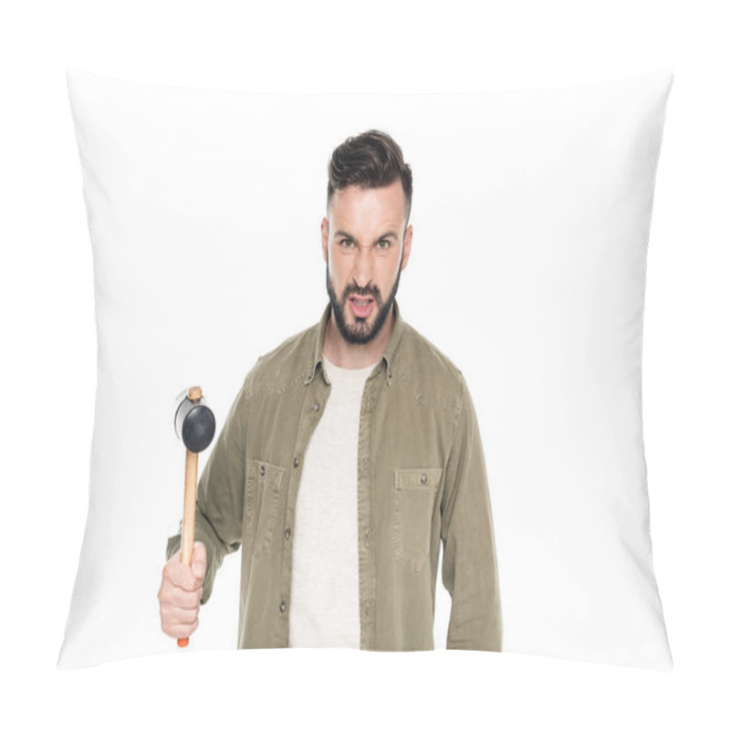 Personality  Angry Man With Hammer Pillow Covers