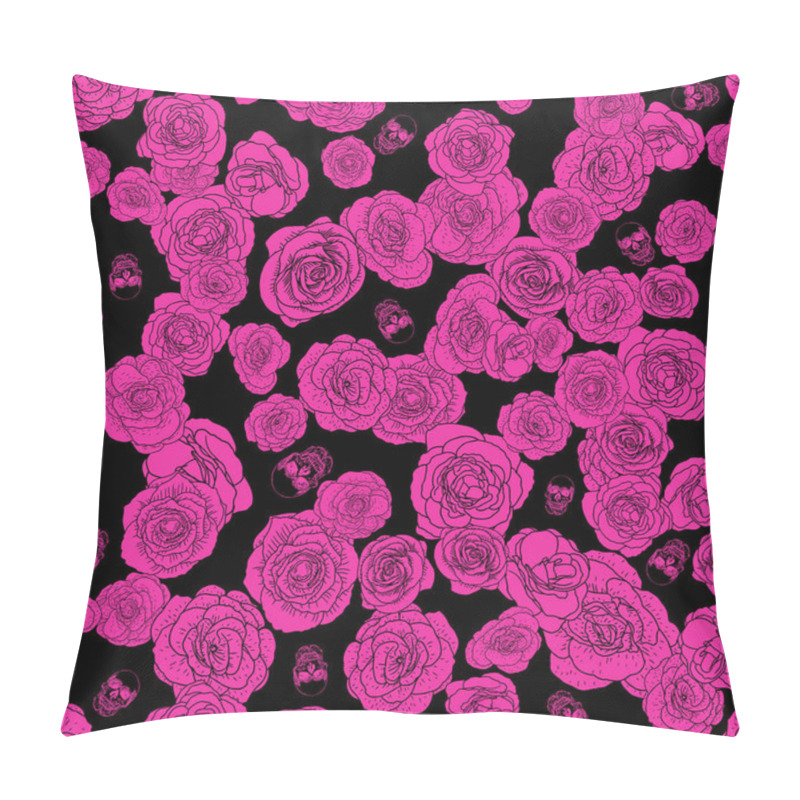 Personality  Roses With Skulls Seamless Pattern Pillow Covers