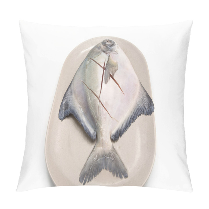 Personality  Fresh Pomfret Isolated On A White Background Pillow Covers