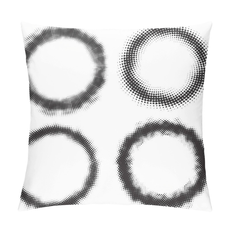 Personality  Set Of Four Halftone Round Frames Isolated On White Background Pillow Covers