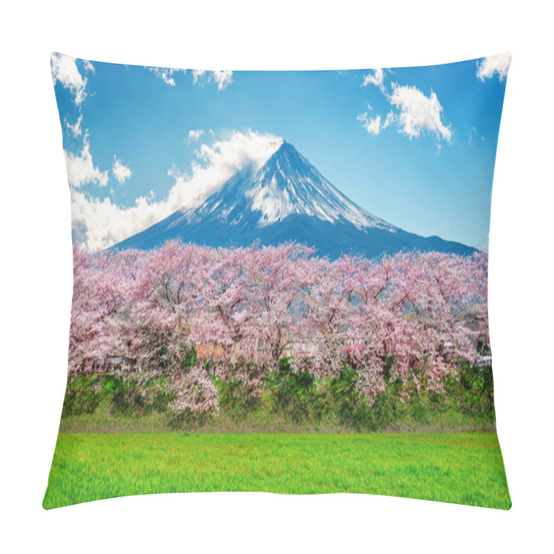 Personality  Fuji Mountain And Cherry Blossom In Spring, Japan. Pillow Covers