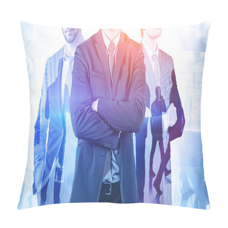 Personality  Three Confident Executives In City, Partnership Pillow Covers