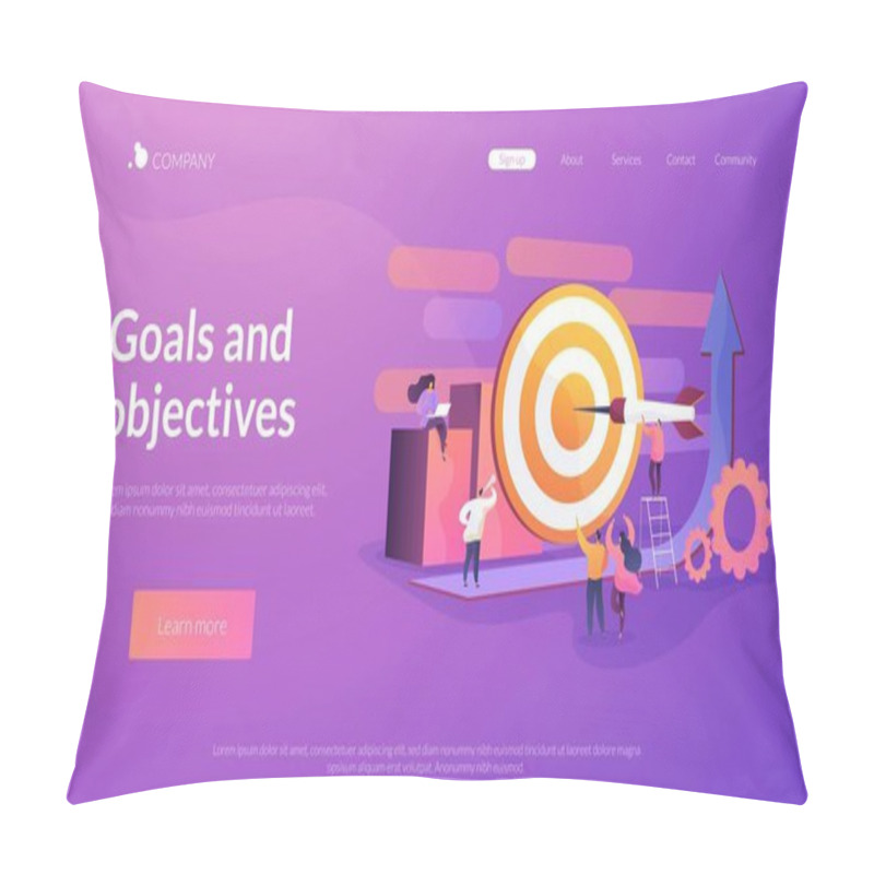 Personality  Goals Landing Page Concept Pillow Covers