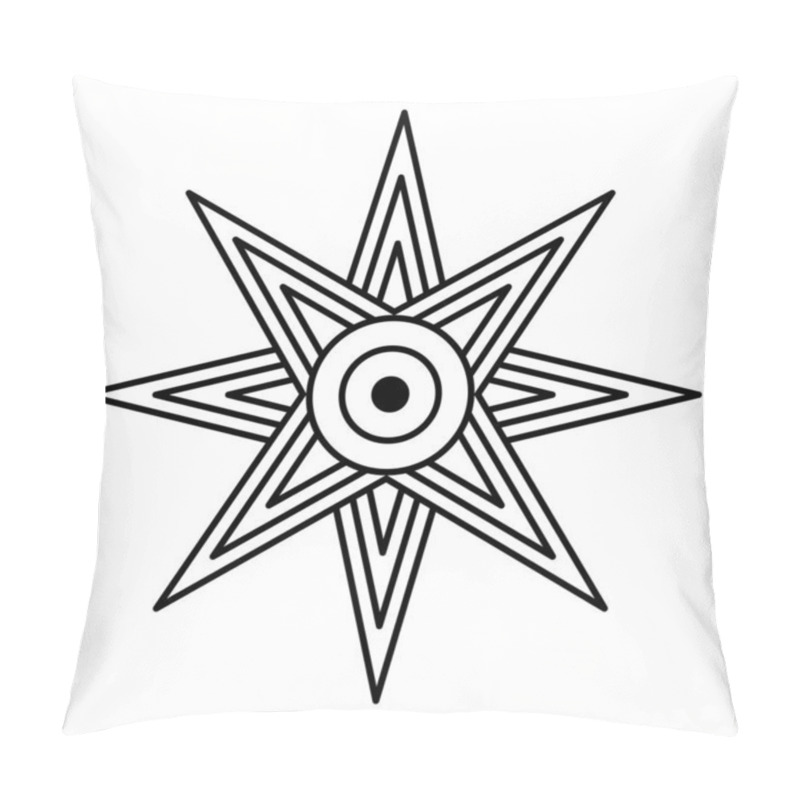 Personality  Star Of Ishtar Or Inanna, Also Known As The Star Of Venus, Usually Depicted With Eight Points. Symbol Of Ancient Sumerian Goddess Inanna, And Her East Semitic Counterpart Ishtar. Illustration. Vector. Pillow Covers