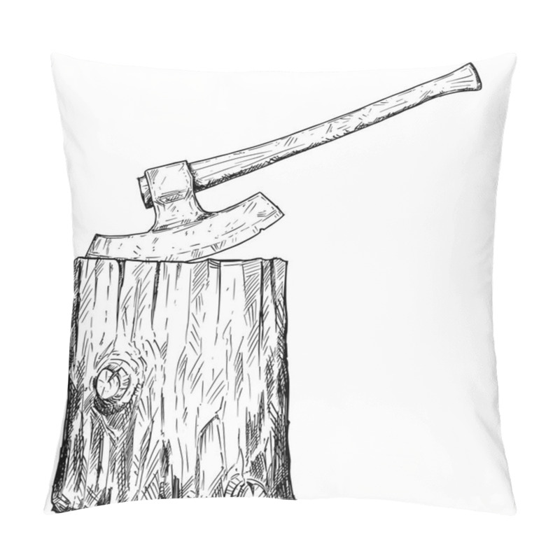 Personality  Vector Artistic Drawing Illustration Of Medieval Executioner Axe Or Ax And Execution Block Pillow Covers