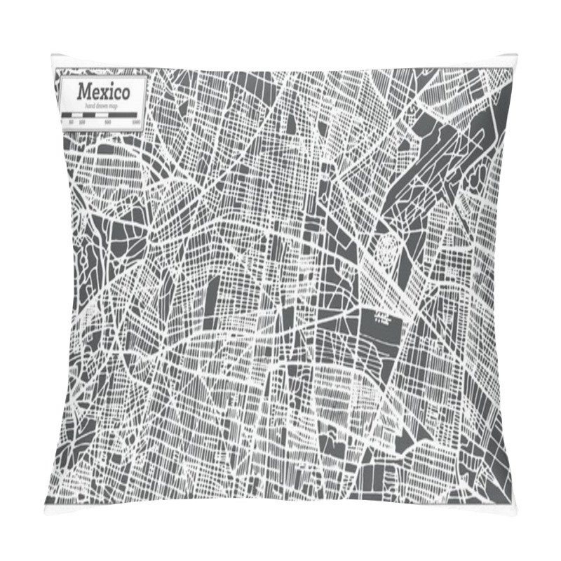 Personality  Mexico City Map In Retro Style. Outline Map. Pillow Covers