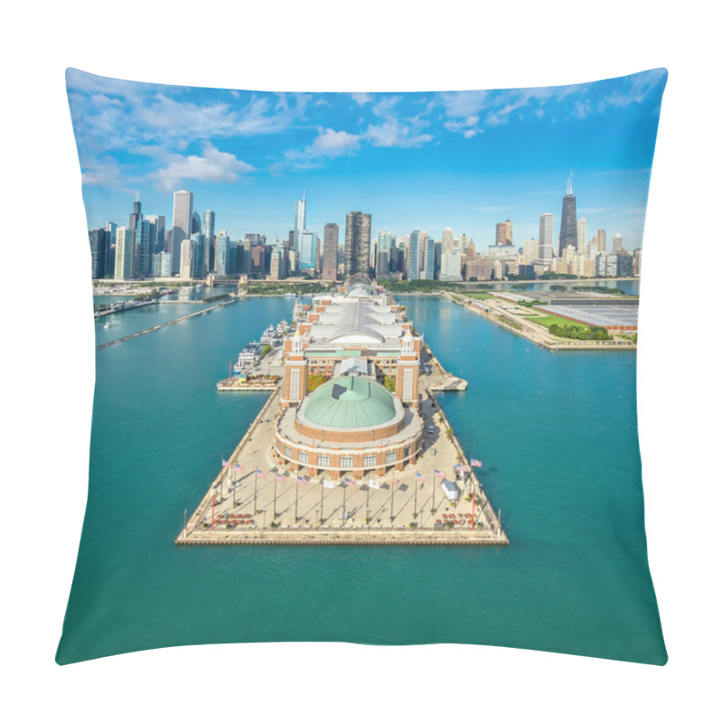 Personality  Chicago Skyline Aerial View With Famous Pier Pillow Covers