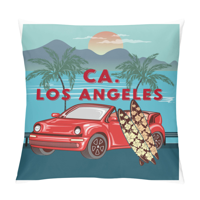 Personality  Car And Surfer Boards In LA Pillow Covers