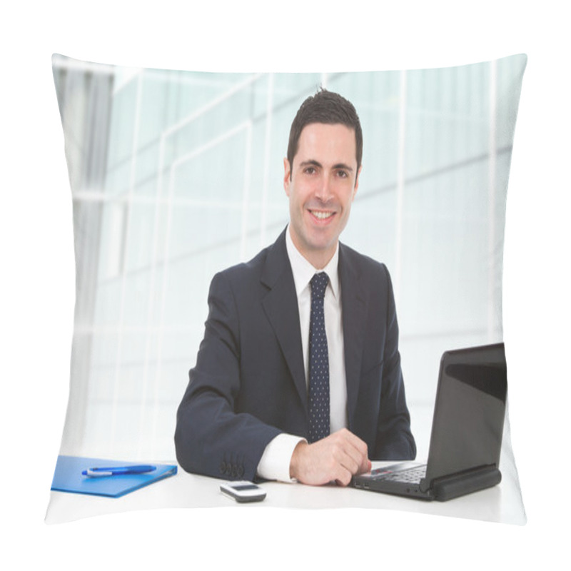 Personality  Portrait Of Office Worker At Desk Pillow Covers