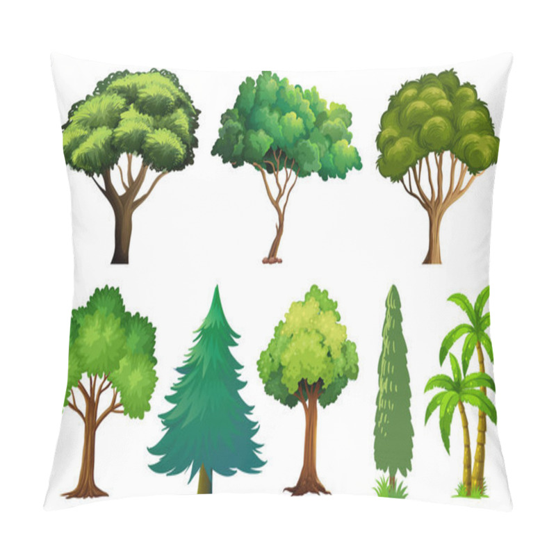 Personality  Set Of Variety Plants And Trees Illustration Pillow Covers