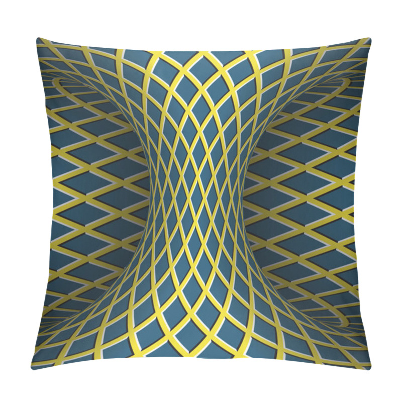 Personality  Moving Checkered Hyperboloid. Vector Optical Illusion Illustration. Pillow Covers