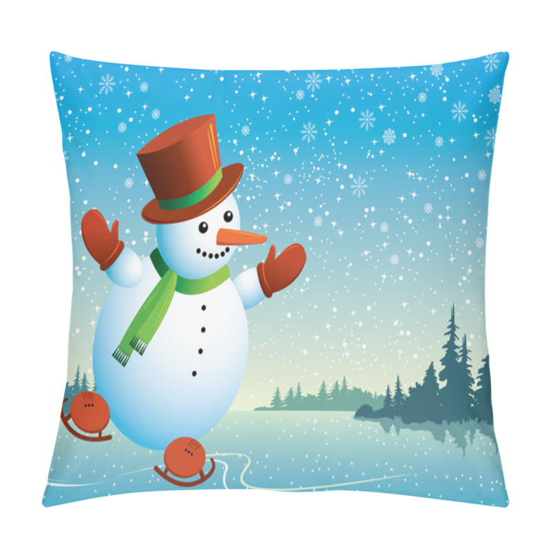 Personality  Snowman And Skating Pillow Covers