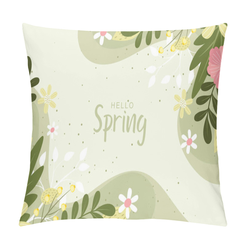 Personality  Beautiful Spring Background With Hand Drawn Flowers Pillow Covers