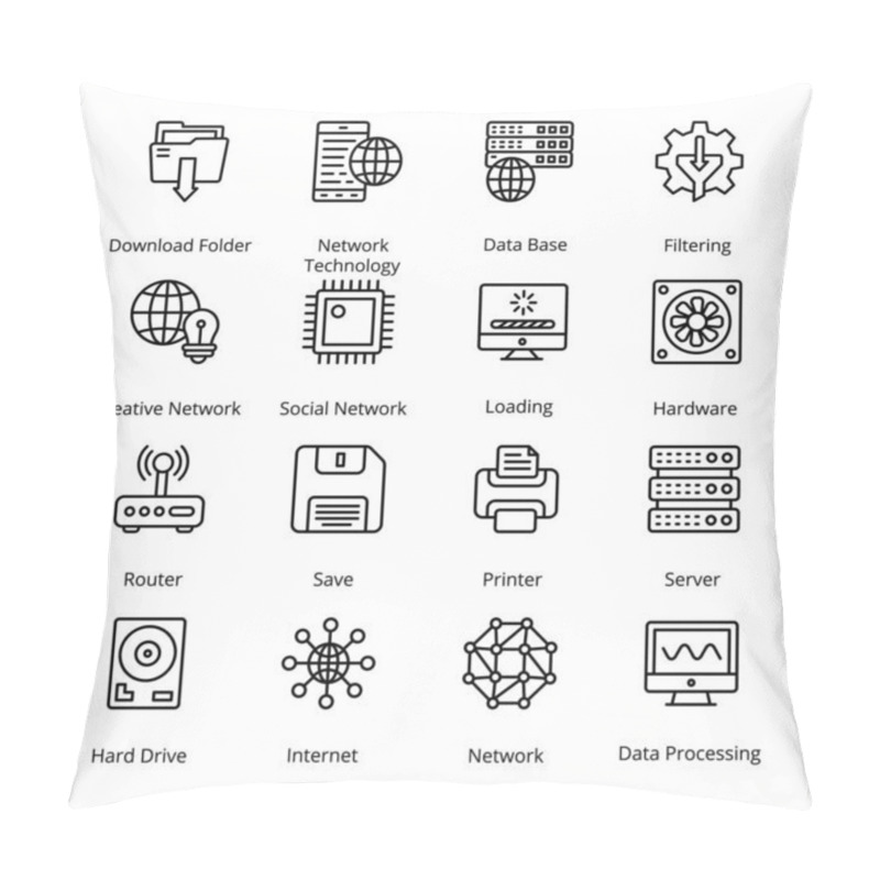 Personality  Network And Hosting Outline Icons - Stroked, Vectors Pillow Covers