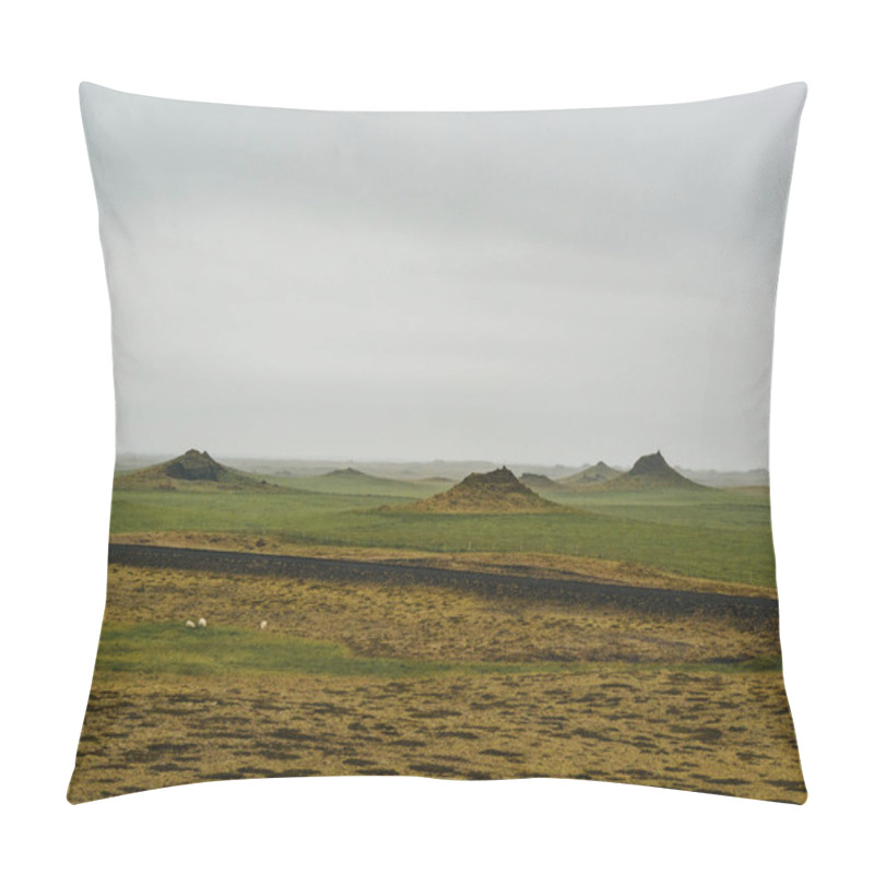 Personality  Volcanic Craters Of Alftaversgigar Surrounded By Green Fields, South Iceland. Pillow Covers