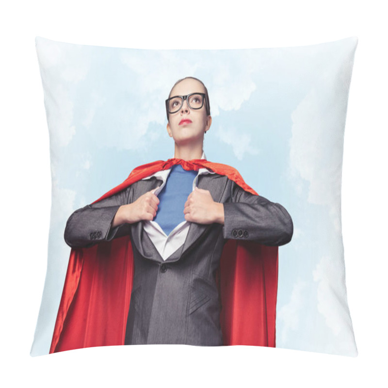 Personality  Portrait Of Business Woman Super Heroine Pillow Covers