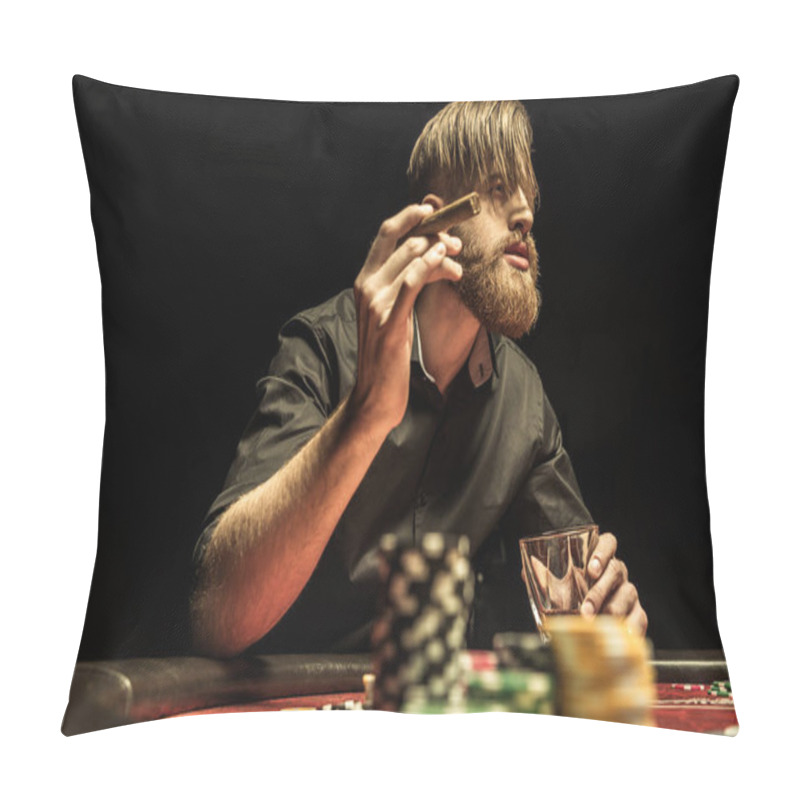 Personality  Man Playing Poker Pillow Covers