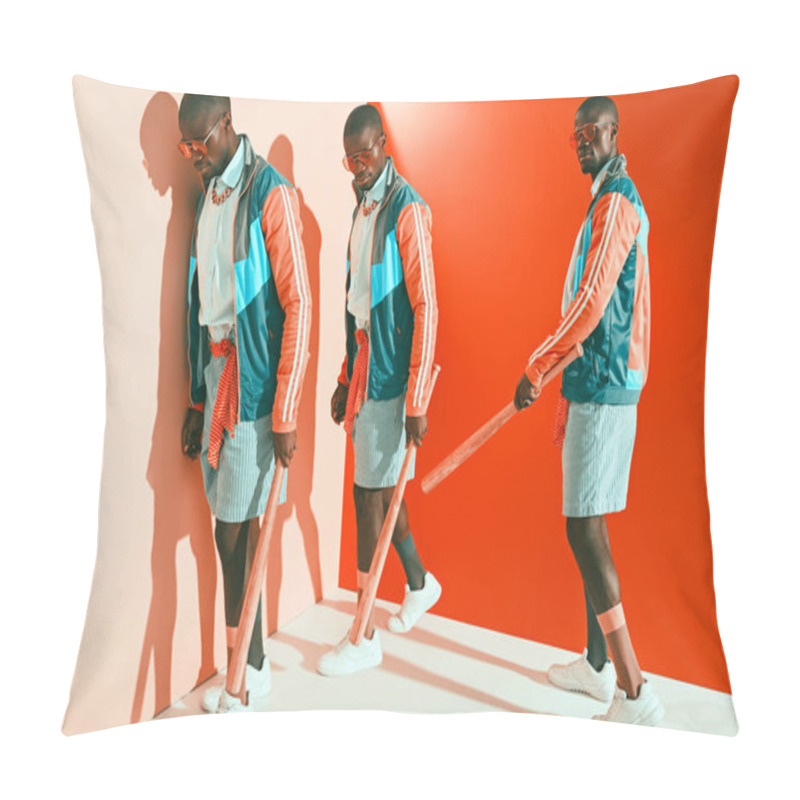 Personality  African American Man With Bat Pillow Covers