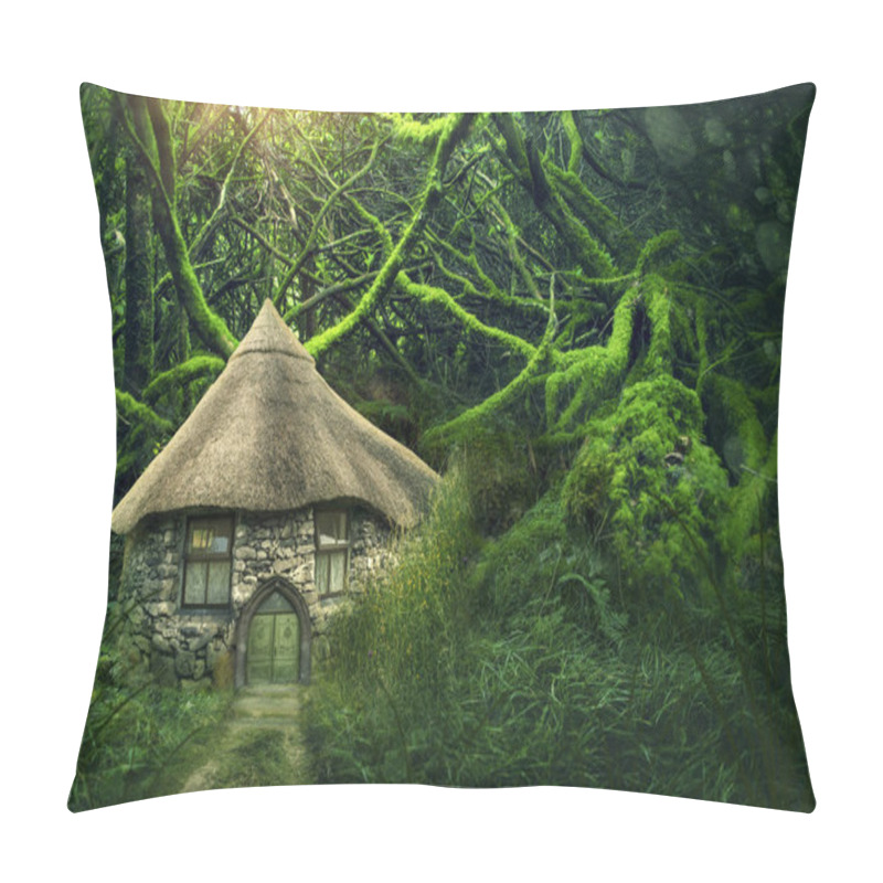 Personality  Fairy Forest With A Small House Pillow Covers