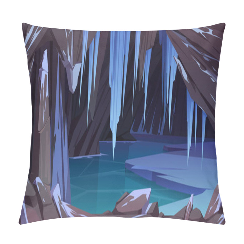 Personality  Ice Cave In Mountain, Grotto With Frozen Lake Pillow Covers