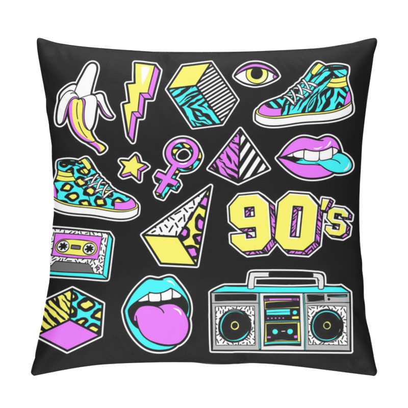 Personality  Fashion Patches In In 80s-90s Memphis Style. Pillow Covers