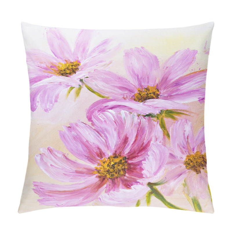 Personality  Cosmos Flowers, Oil Painting On Canvas Pillow Covers