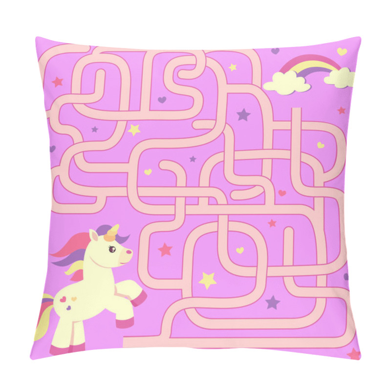 Personality  Help Unicorn Find Path To Rainbow. Labyrinth. Maze Game For Kids Pillow Covers