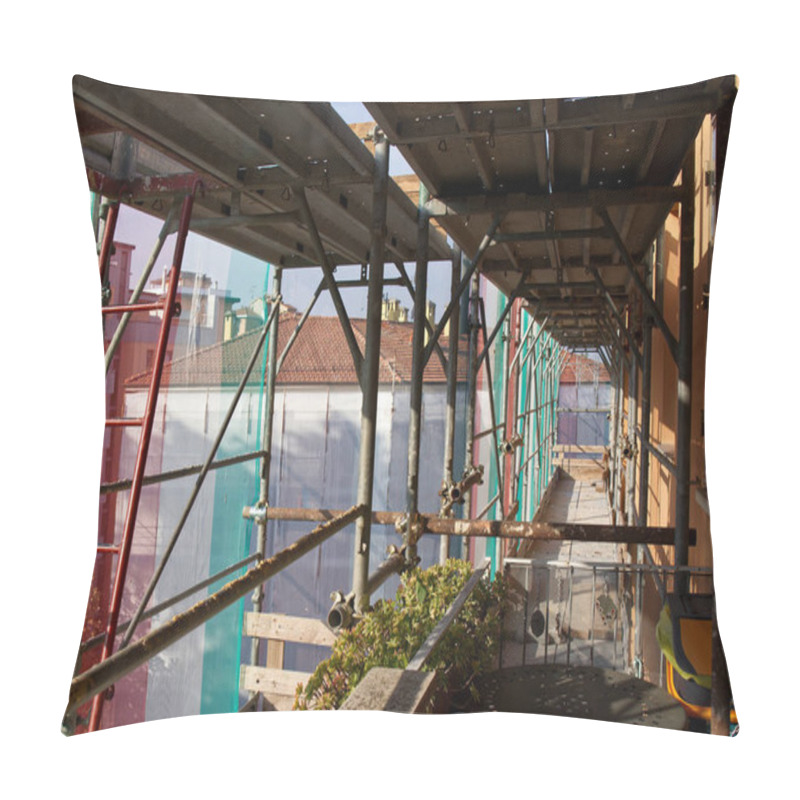 Personality  Bologna  Italy  October 30, 2022  Building Site For Construction Of External Thermal Insulation. Energy Saving Concept. Bologna, Italy Pillow Covers