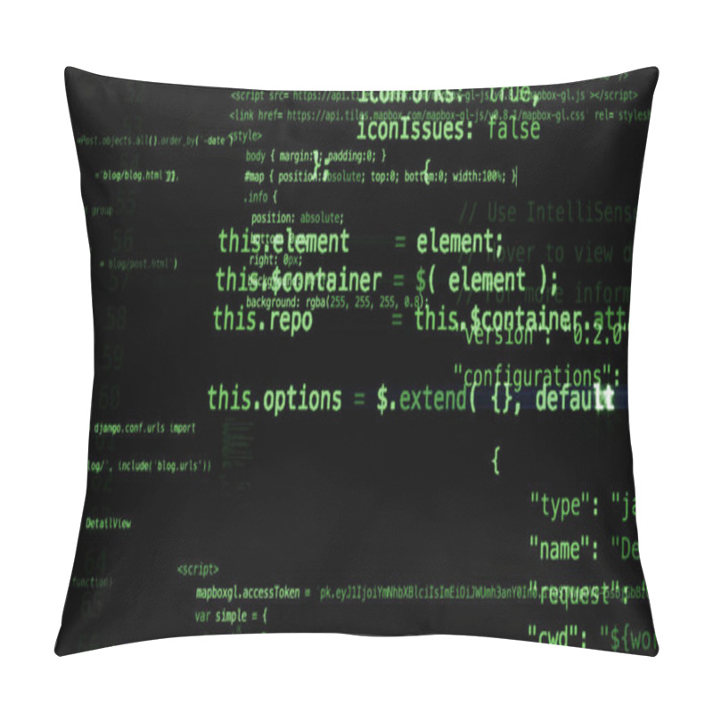 Personality  3D-rendering Abstract Blocks Of Code That Are In The Virtual Space. Camera Inside The Computer Code Pillow Covers