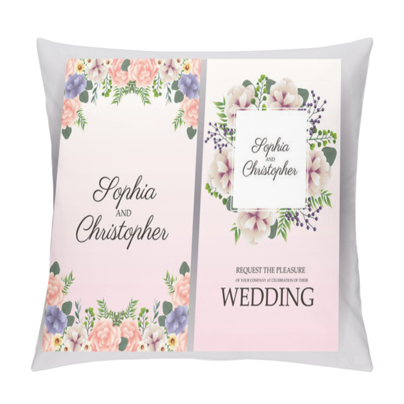 Personality  Wedding Invitation With Squares Floral Frames Pillow Covers