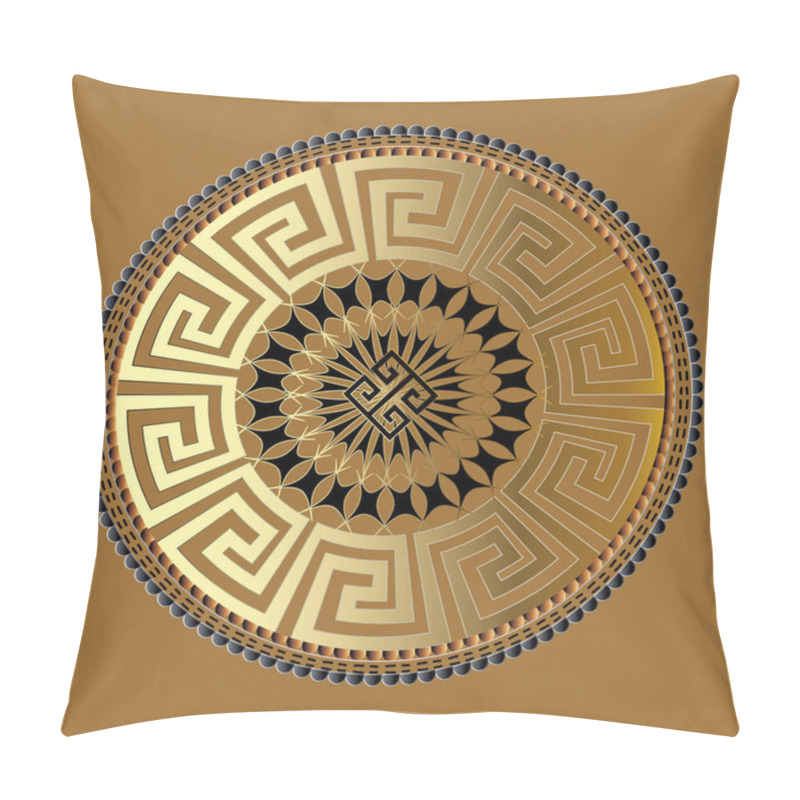 Personality  Mandala. Ancient Round Meander Greek Key Ornament.  Pillow Covers