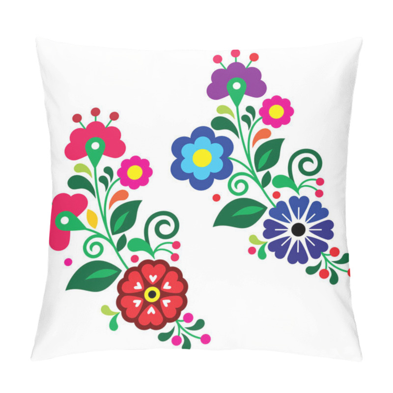 Personality  Mexican Folk Art Style Vector Floral Pattern Set Of Two, Designs Collection Inspired By Traditional Embroidery From Mexico  Pillow Covers