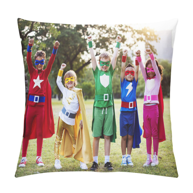 Personality  Adorable Children In Superhero Costumes Pillow Covers