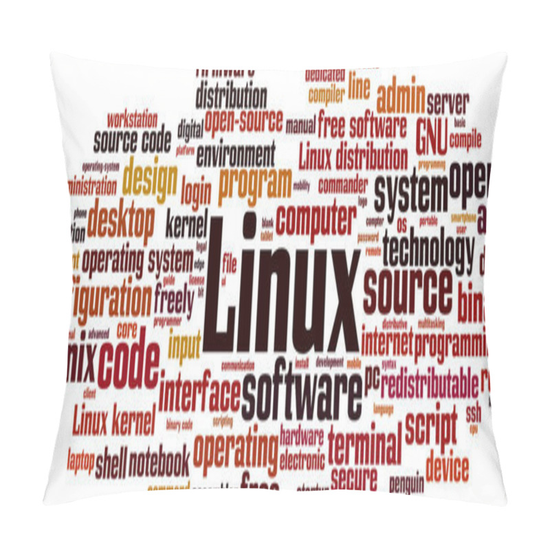 Personality  Linux Word Cloud Concept. Vector Illustration Pillow Covers