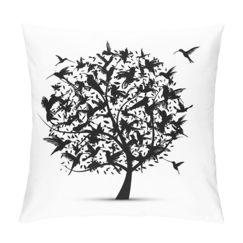 Personality  Hummingbird Tree, Sketch For Your Design Pillow Covers