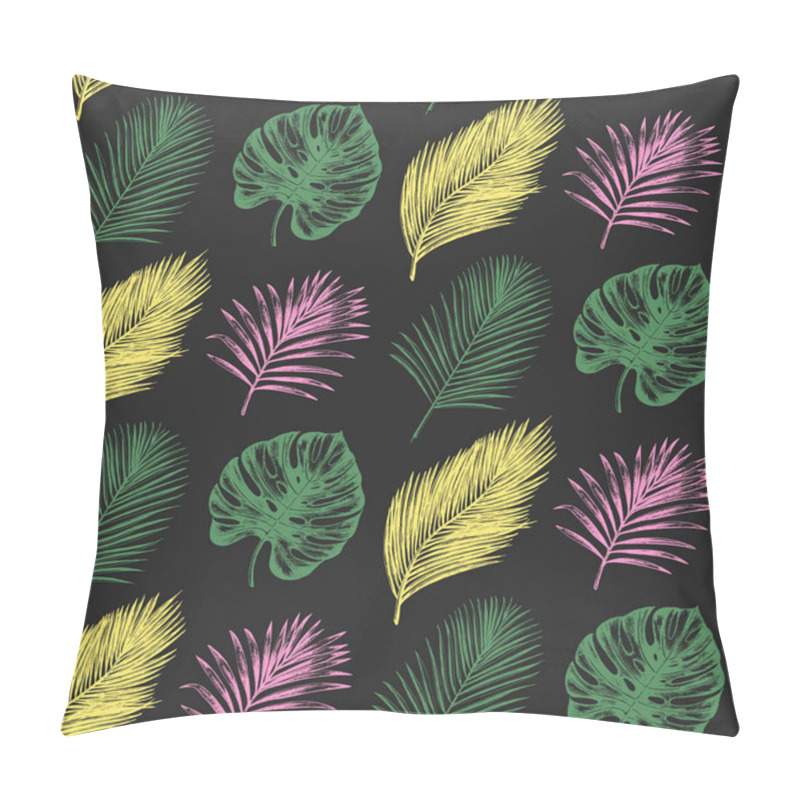 Personality  Tropical Seamless Pattern In Vector. Exotic Palm Leaves Background. Jungle Foliage Illustration. Hand Sketch. Pillow Covers