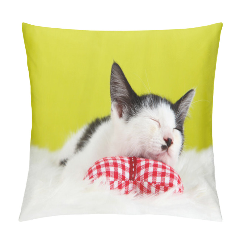 Personality  Small Kitten On White Carpet On Fabric Background Pillow Covers