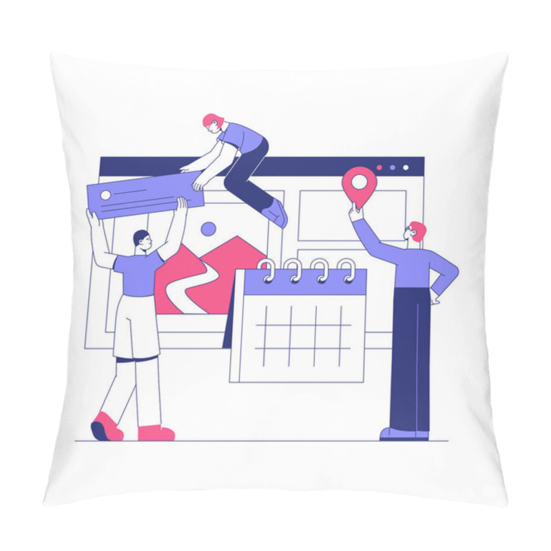 Personality  A Team Collaborates To Design A Calendar In A Digital Workspace, Using Interactive Tools And Visual Aids, Symbolizing Event Planning And Organized Teamwork. Pillow Covers