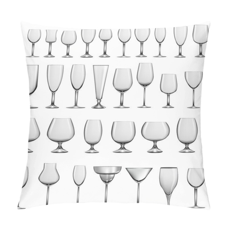 Personality  Set Of Empty Glass Goblets And Wine Glasses Pillow Covers