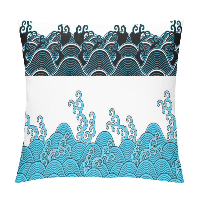 Personality  Repeated Ocean Wave Pattern Pillow Covers