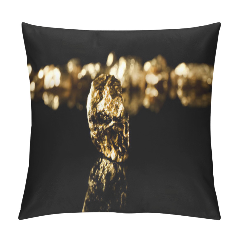 Personality  Gold Nugget On Black Background Pillow Covers