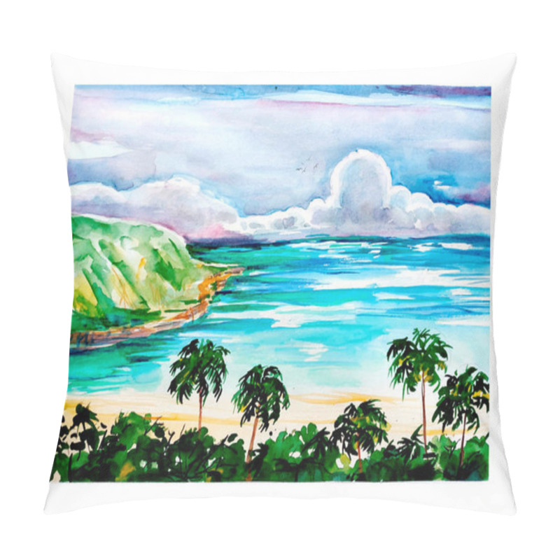 Personality  Aquarelle Set Of Seaside Sketch Art, Background Illustration Pillow Covers