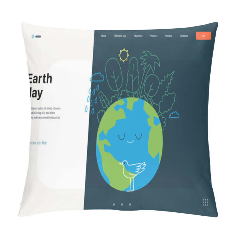 Personality  Ecology - Earth Day -Modern Flat Vector Concept Illustration Of A Globe Plated By Trees. Creative Landing Web Page Template Pillow Covers