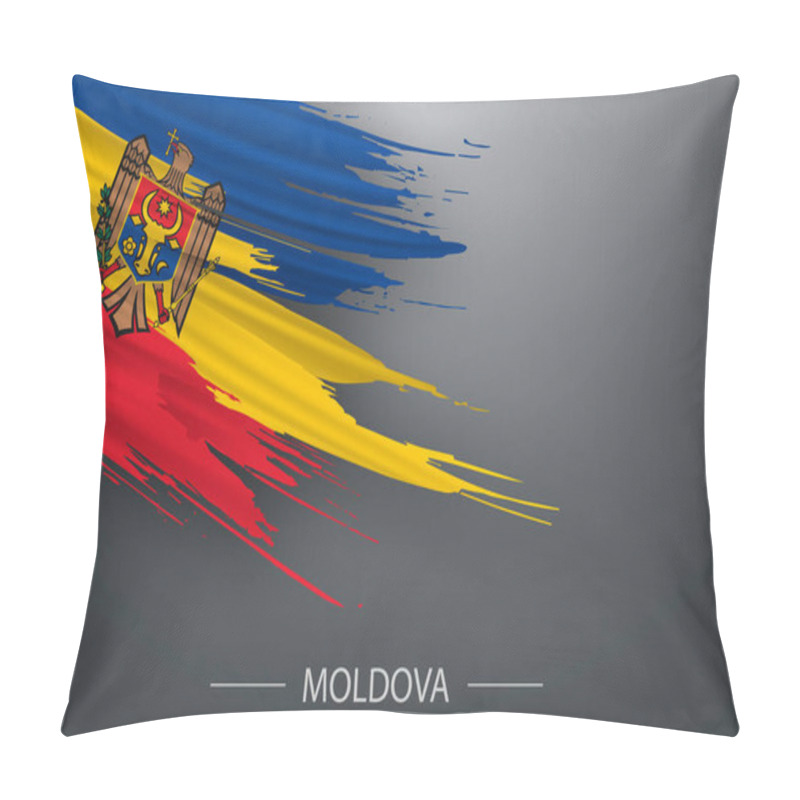 Personality  3d Grunge Brush Stroke Flag Of Moldova, Template Poster Design Pillow Covers