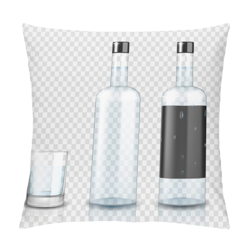 Personality  Transparent Vodka Bottle Mockup. Realistic Vodka Glass Isolated. Vector Illustration. Pillow Covers